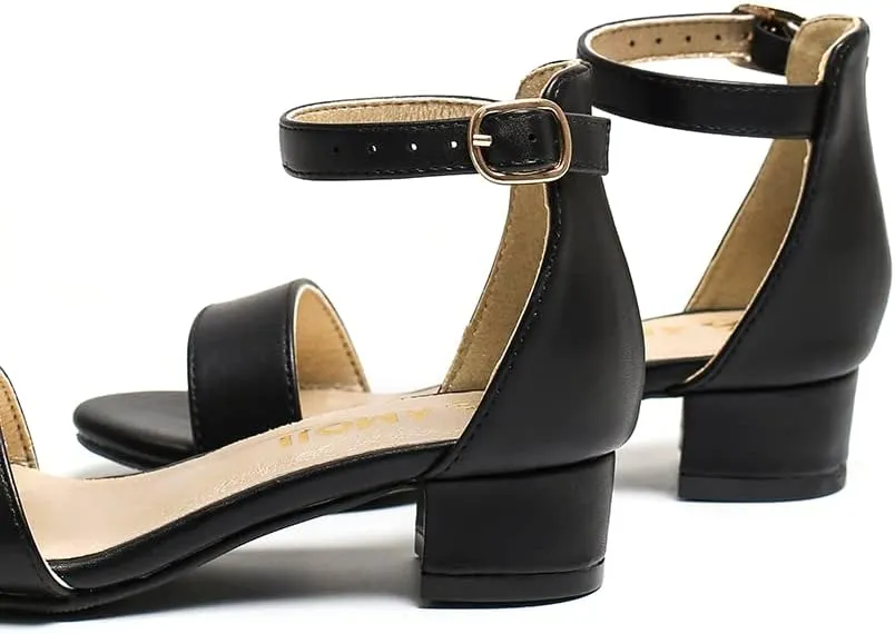 Amoji Girls High Heels Kid Ankle Strap Dress Shoes Wedding Party for Little Kid Big Kid 412
