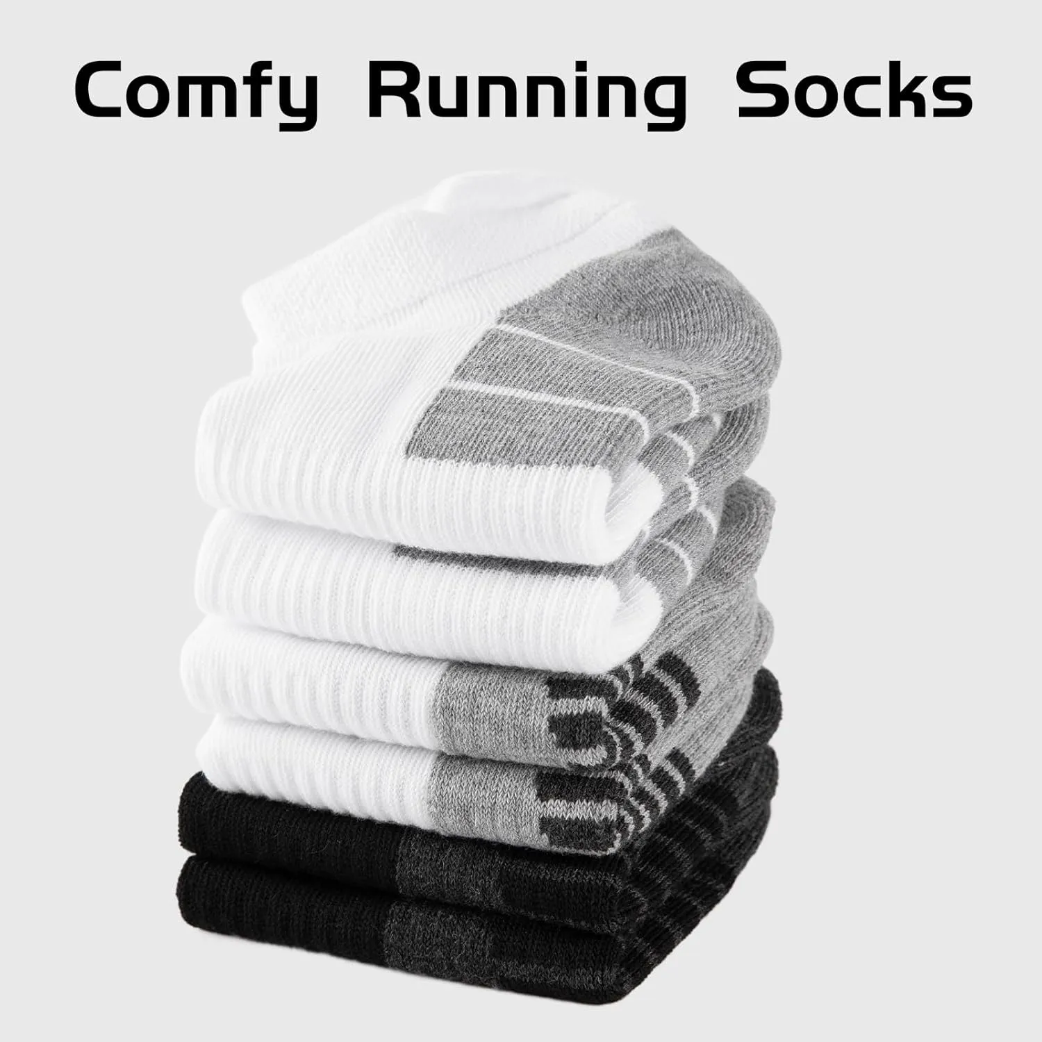 eallco Mens Ankle Socks Low Cut Athletic Cushioned Running Tab Socks 6 Pack
