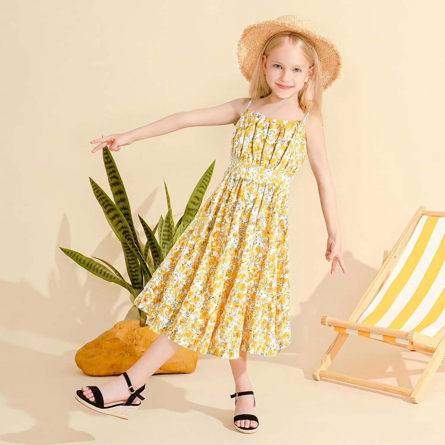 Girls Wedge Sandals Platform Espadrille Open Toe Dressy Sandals Summer Girls Heel Little Big Kid