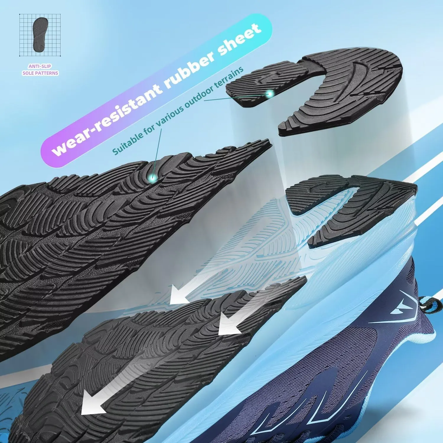 KDN Men's Road Running Shoes Wide Toe Box Shoes for Men Walking Sneakers Gym Workout Tennis Shoes for Wide Feet