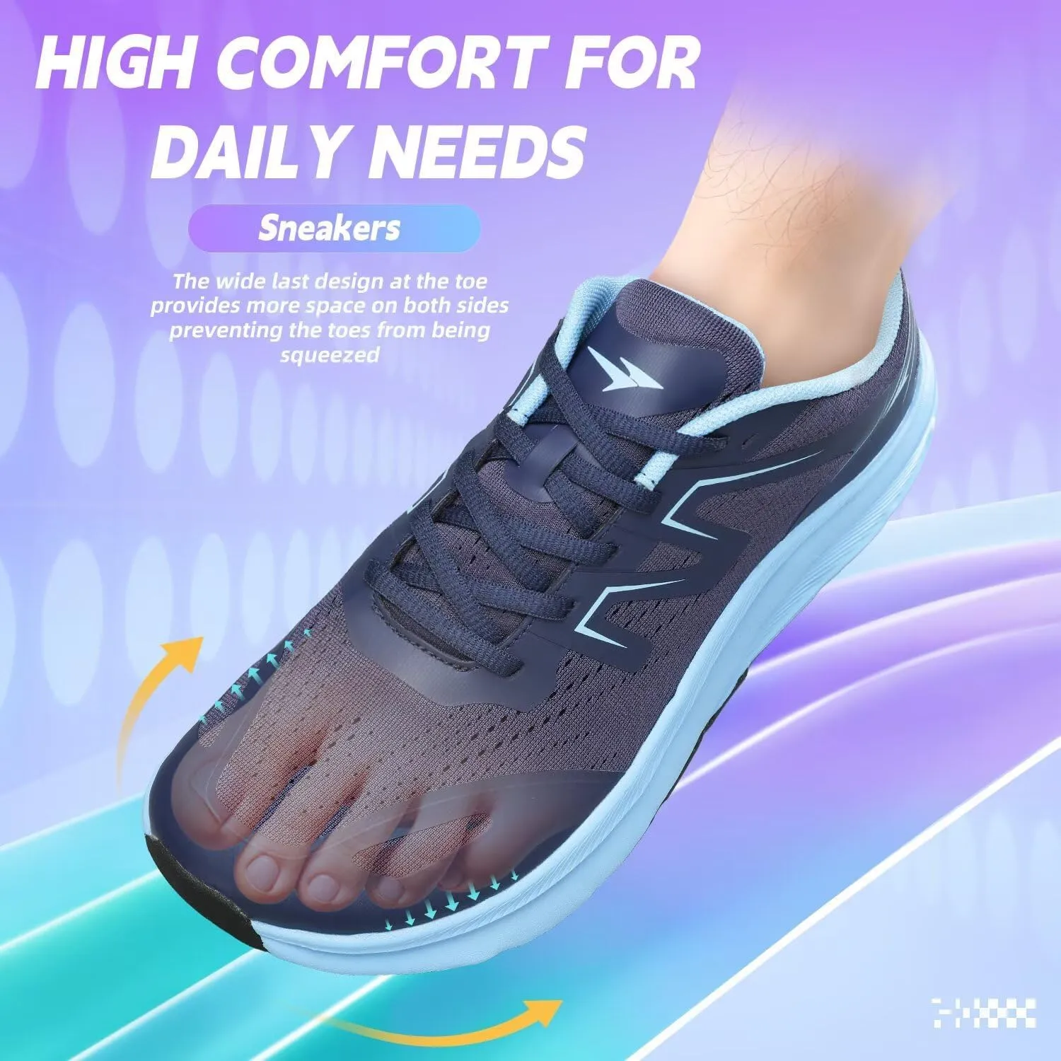 KDN Men's Road Running Shoes Wide Toe Box Shoes for Men Walking Sneakers Gym Workout Tennis Shoes for Wide Feet