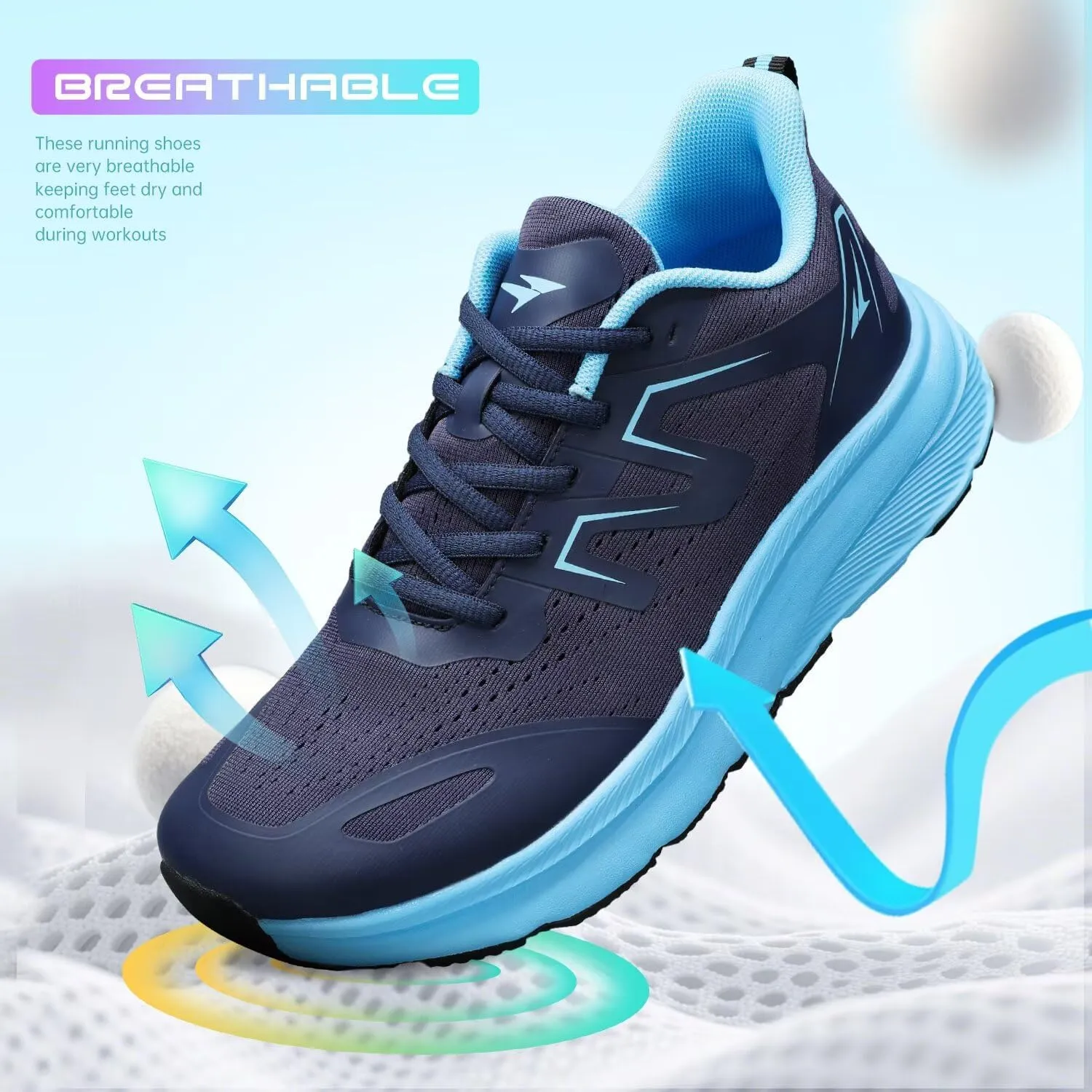 KDN Men's Road Running Shoes Wide Toe Box Shoes for Men Walking Sneakers Gym Workout Tennis Shoes for Wide Feet