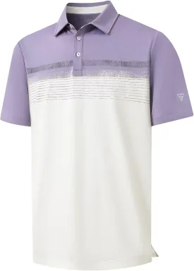 M MAELREG Golf Shirts for Men Dry Fit Performance Chest Print Color Block Moisture Wicking Casual Short Sleeve Polo Shirts