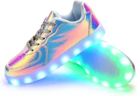 Padgene Women's Men's LED Lights Up Shoes Unisex Luminous Flashing Trainers USB Charging Lace Up Couples Dancing Shoes