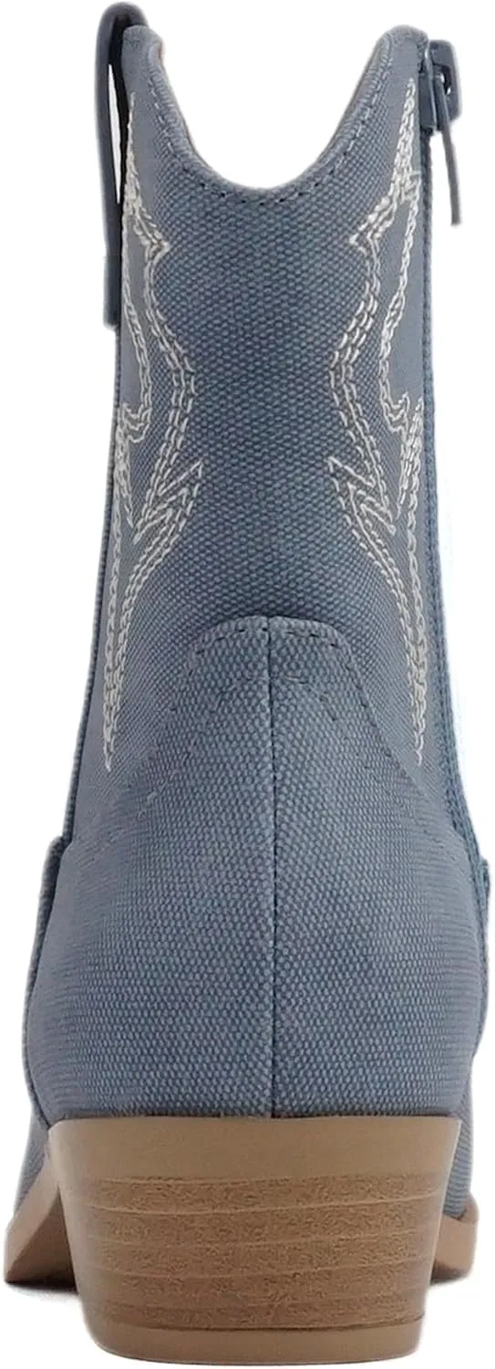 Soda ??BLAZING-2?? ~ Little Kids/Children/Girls Stitched Pointed Toe Low Heel High Top Ankle Shaft Western Boot Bootie