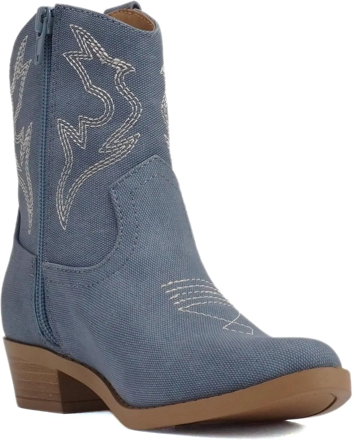 Soda ??BLAZING-2?? ~ Little Kids/Children/Girls Stitched Pointed Toe Low Heel High Top Ankle Shaft Western Boot Bootie