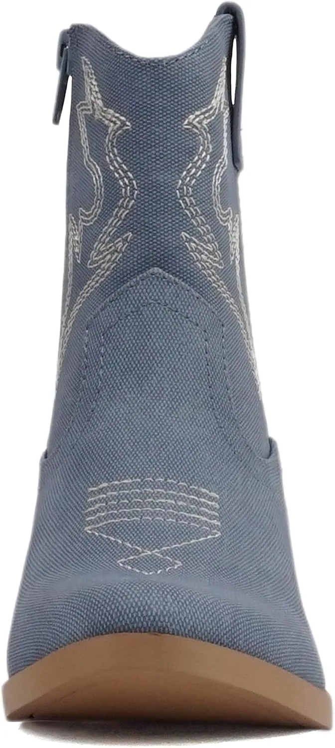 Soda ??BLAZING-2?? ~ Little Kids/Children/Girls Stitched Pointed Toe Low Heel High Top Ankle Shaft Western Boot Bootie