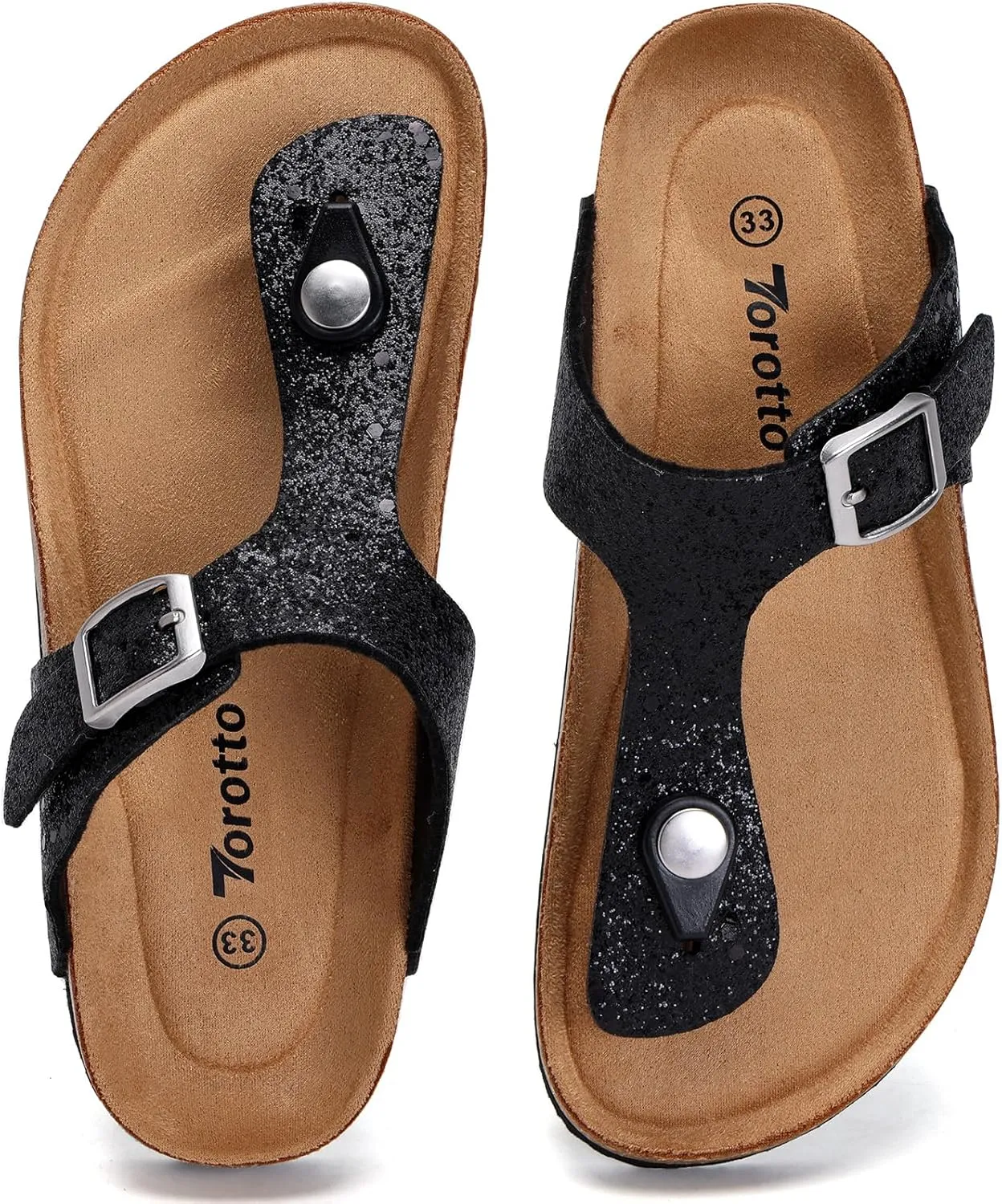 Torotto Boys Girls Flip Flops Comfortable Cork Footbed Thong Sandals with Adjustable Straps(Toddler/Little Kid/Big Kid)